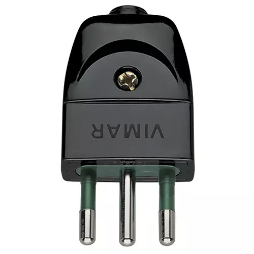 Vimar - 00201 - Stecker 2P+E 10A S11 axial schwarz
