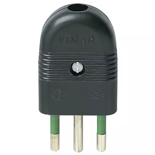 Vimar - 01021 - 2P+E 10A axial plug black