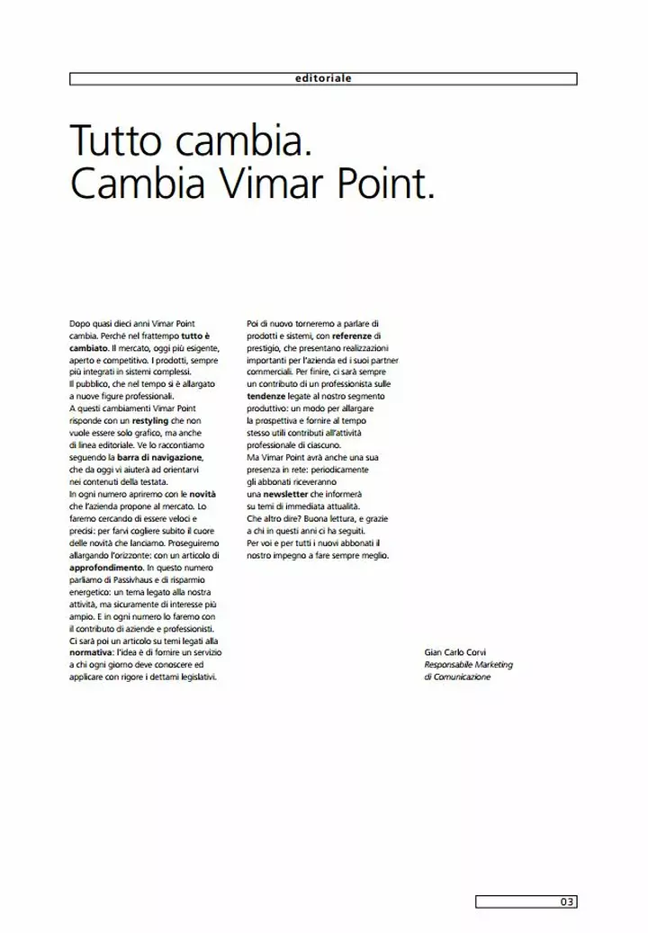 vimar point editoriale