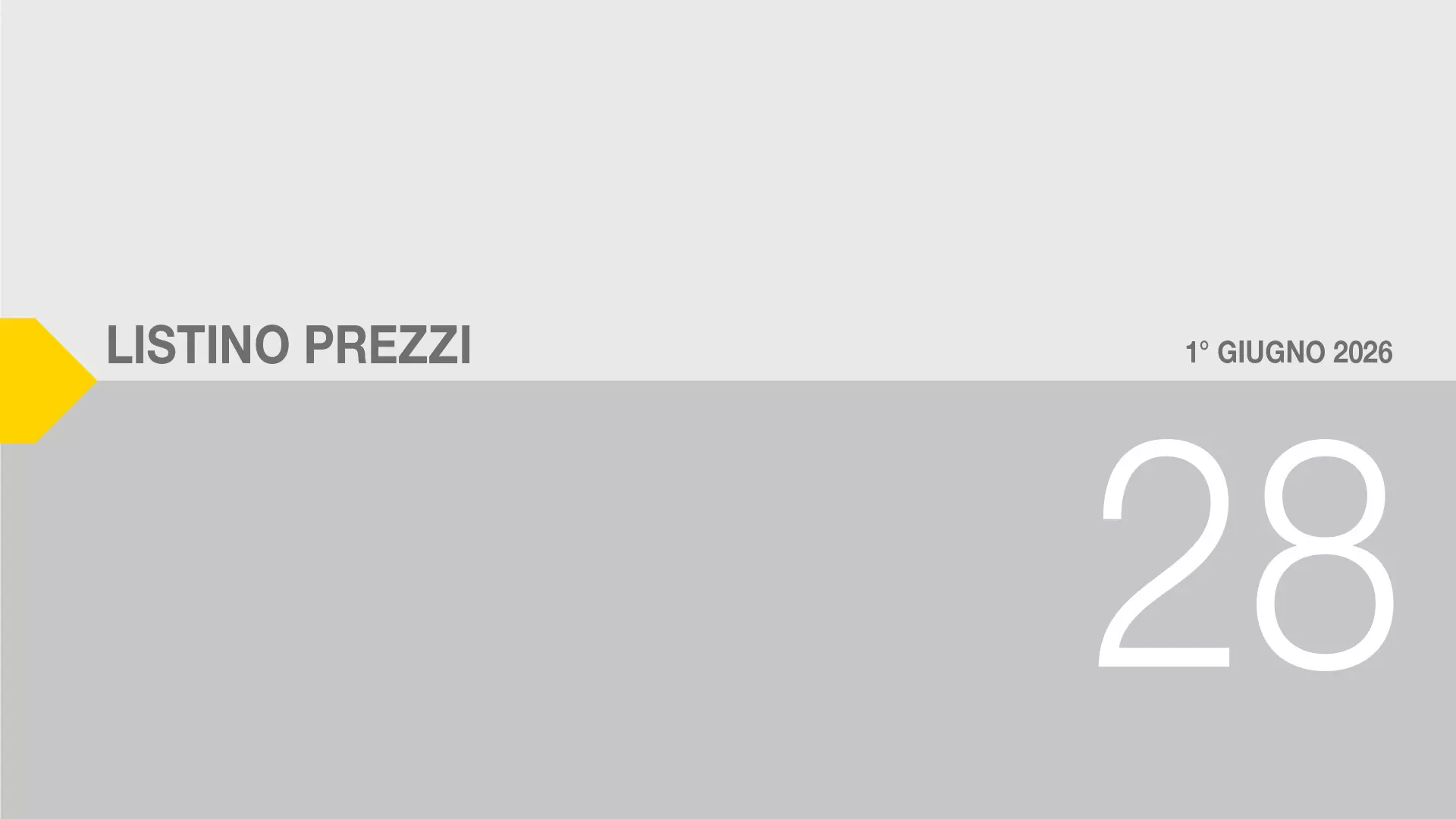 Listino 28.00 del 1° giugno 2026