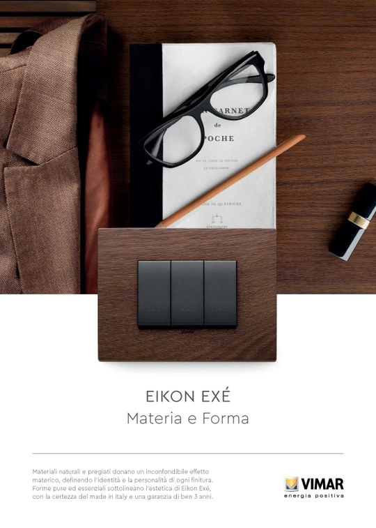 Vimar Campagna Stampa e quotidiani 2019 Eikon Exe Legno