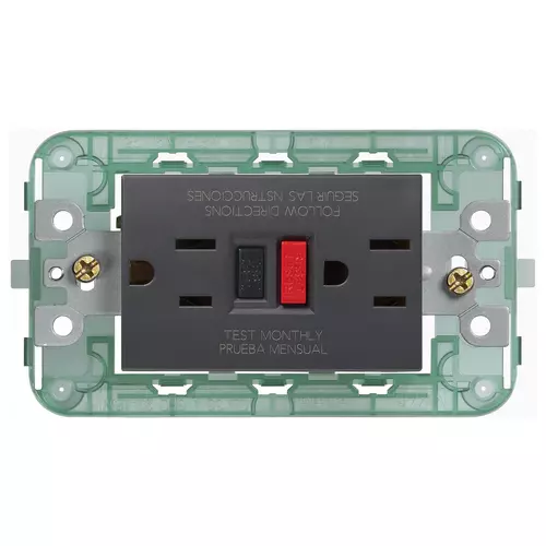 Vimar - 00296.CM - Two 2P+E 15A outlets USA+GFCI car.matt