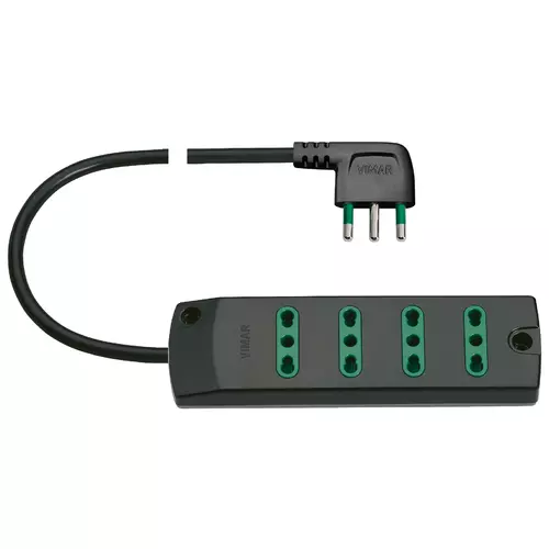 Enchufe Con Interruptor Vimar RI.00325N Adaptador Múlt. S17+2P17/11+P30 Negro Enchufe Multiple Pared