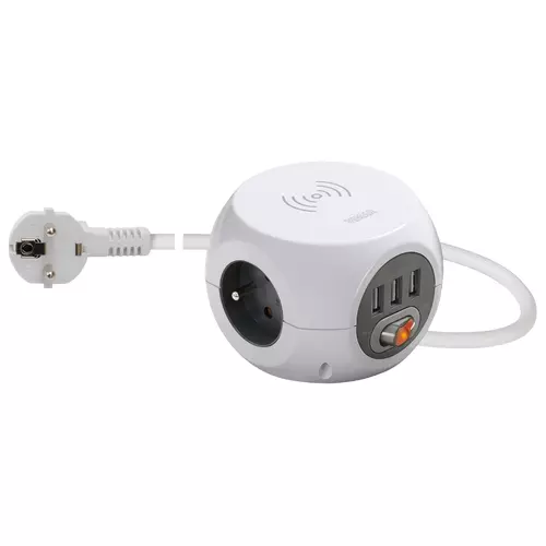 Vimar - 00445.FR.CC.B - Πολυ-πρίζα 16A 3FR+3USB+διακ.+επαγωγή