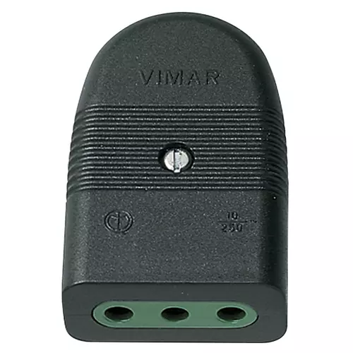 Vimar - 01023 - Steckdose 2P+E 10A P11 axial schwarz