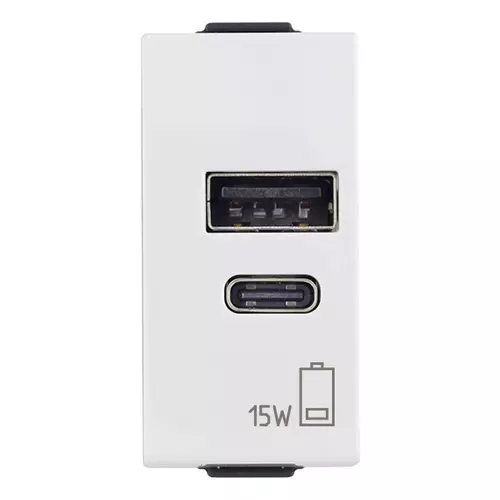 Vimar - 09292.AC.15 - Alimentador USB A+C 15W 5V 1M blanco