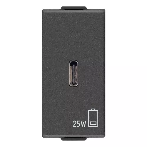 Vimar - 09292.C.25.CM - Alimentador USB C PD 25W Carbon Matt