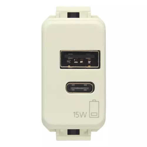 Vimar - 10292.AC.15 - A+C-USB supply unit 5V 3A 15W 1M