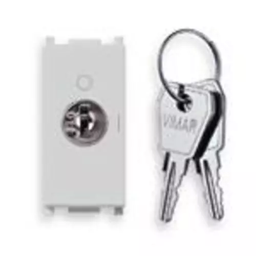Vimar - 14083.S.SL - 2P 16AX 1-way switch +key in OFF Silver
