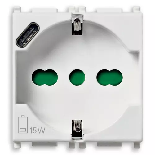 Vimar - 14210.USB - 2P+E 16A Universal+USB-C outlet white