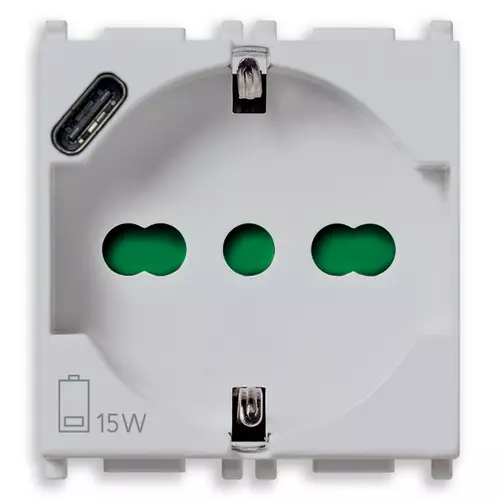 Vimar - 14210.USB.SL - Prise 2P+T 16A Universel+USB-C Silver