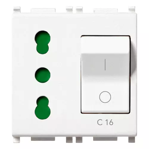 Vimar - 14273 - 2P+E 16A P17/11 outlet +C16 CB white