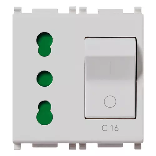 Vimar - 14273.SL - 2P+E 16A P17/11 outlet +C16 CB Silver