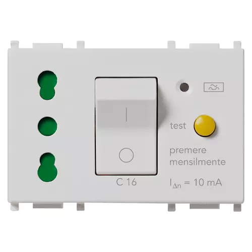 Vimar - 14283.SL - 2P+E 16A P17/11 outlet +C16 RCBO Silver