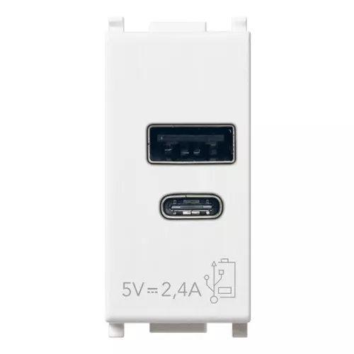 Vimar - 14292.AC - Alimentatore USB A+C 12W2,4A5V 1M bianco