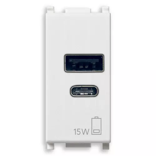 Vimar - 14292.AC.15 - Netzgerät USB A+C 15W 5V 1M weiß