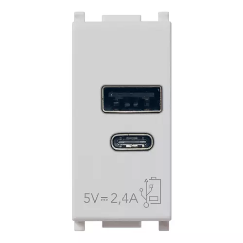 Vimar - 14292.AC.SL - USB-Netzgerät A+C 5V 2,4A 1M Silver