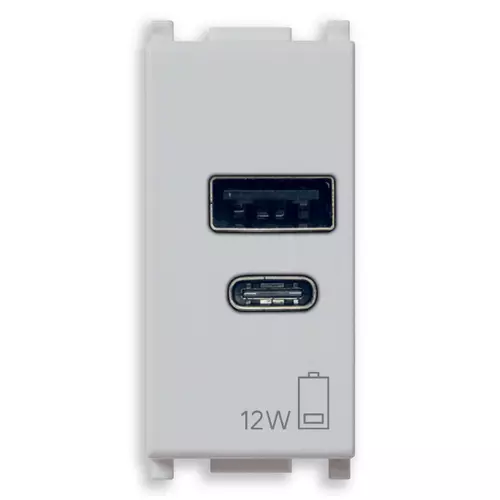 Vimar - 14292.AC.SL - USB-Netzgerät A+C 12W2,4A5V 1M Silver