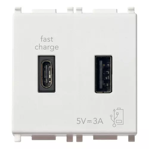 Vimar - 14295.AC - A+C-USB supply unit 15W 3A 5V 2M white