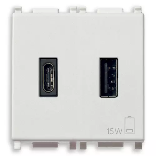 Vimar - 14295.AC - USB-Netzgerät A+C 15W 3A 5V 2M weiß