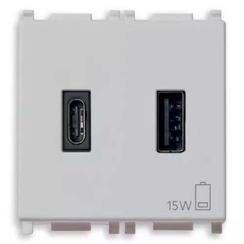 Vimar - 14295.AC.SL - USB-Netzgerät A+C 15W 3A 5V 2M Silver