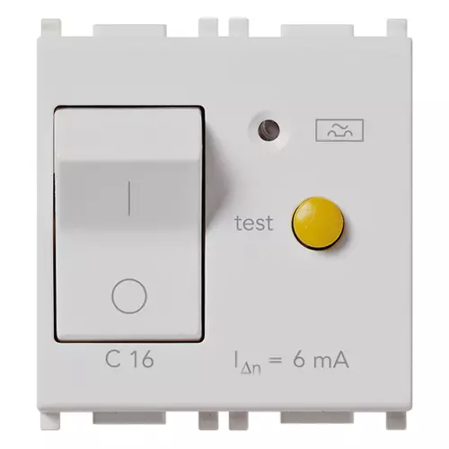 Vimar - 14411.16.6.SL - Interruptor MT Dif.1P+N C16 6mA Silver