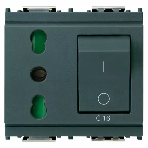 Vimar - 16273 - 2P+E 16A P17/11 outlet+C16 CB grey