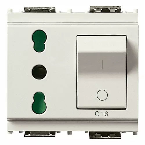 Vimar - 16273.B - 2P+E 16A P17/11 outlet+C16 CB white