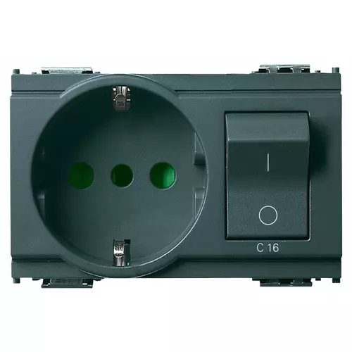 Vimar - 16276 - 2P+E 16A P30 outlet+C16 CB grey