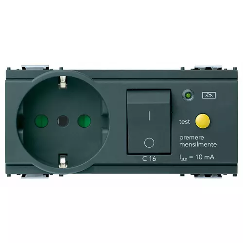 Vimar - 16286 - 2P+E 16A P30 outlet+C16 RCBO grey