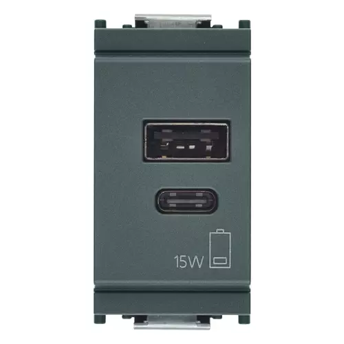 Vimar - 16292.AC.15 - A+C-USB supply unit 5V 3A 15W 1M grey