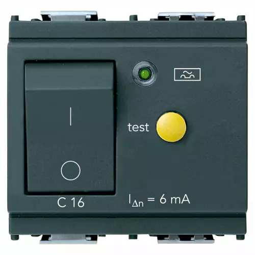 Vimar - 16511.16.6 - 1P+N C16 RCBO 120-230V 6mA grey