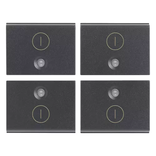 Vimar - 16841.2 - Quatre demi-boutons 1M symboles I/O gris
