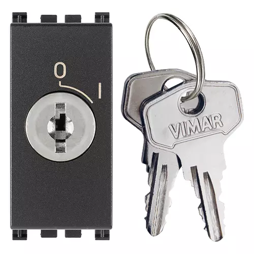 Vimar - 19082 - 2P 16AX 1-way-switch +key in OFF grey