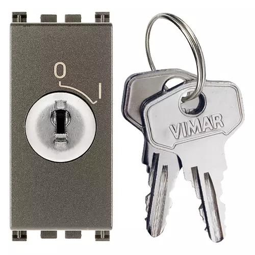 Vimar - 19083.CU.M - Interrupteur 2P 16(3)A +clé 000 Metal