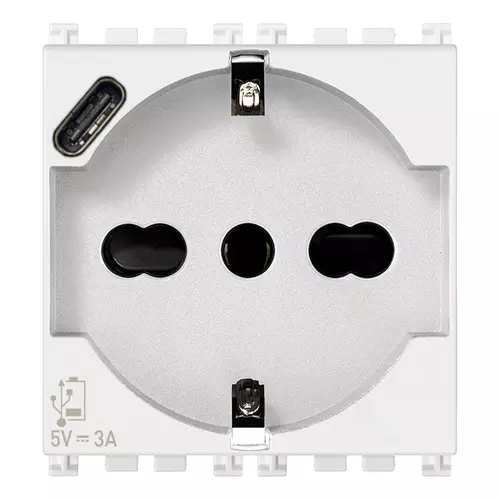Vimar - 19210.USB.B - 2P+E 16A Universal+USB-C outlet white