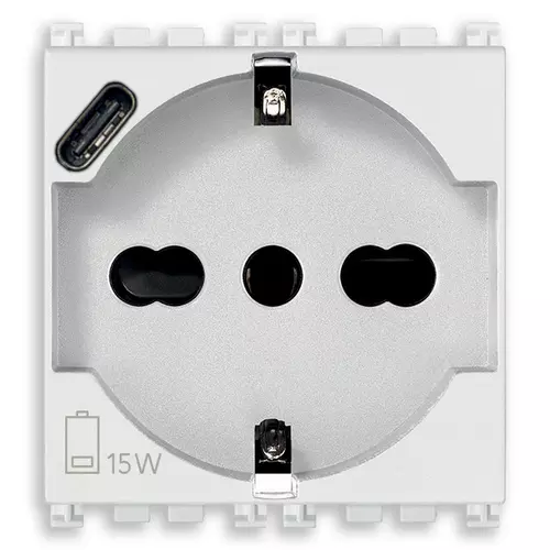Vimar - 19210.USB.B - 2P+E 16A Universal+USB-C outlet white