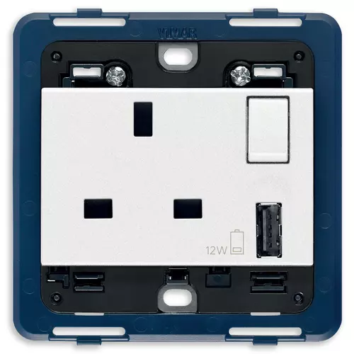 Vimar - 19223.A.B - Prise2P+T13A BS+interr.rouge+USB-A blanc