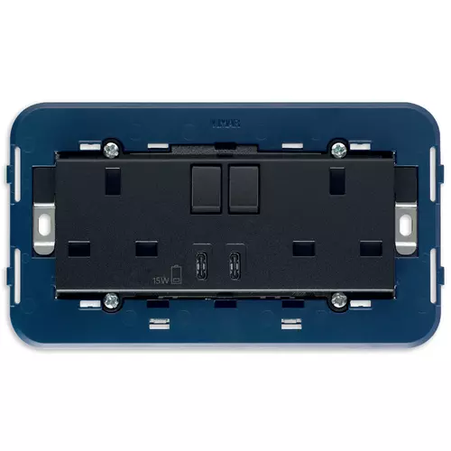 Vimar - 19224.CC - 2prise2P+T13A BS+interr.rouge+USB C/C gr