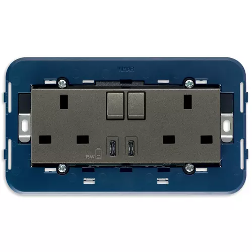 Vimar - 19224.CC.M - 2prise2P+T13A BS+interr.rouge+USB C/C Me