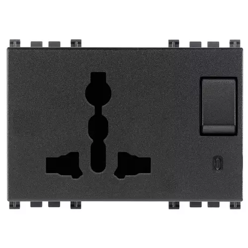 Vimar - 19255 - 2P+E 13A SICURY multi-outlet+switch grey