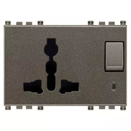 Vimar - 19255.M - 2P+E13A SICURY multi-outlet+switch Metal