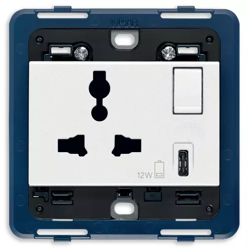 Vimar - 19266.C.B - Prise SICURY 2P+T13A mult.+USB C blanc