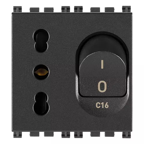 Vimar - 19273 - Πρίζα 2P+E 16A P17/11+C16 CB γκρί
