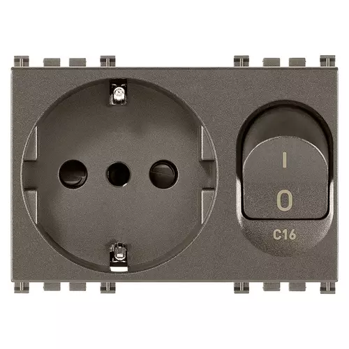 Vimar - 19276.M - 2P+E 16A P30 outlet+C16 CB Metal