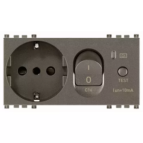 Vimar - 19286.M - 2P+E 16A P30 outlet+C16 RCBO Metal