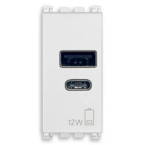 Vimar - 19292.AC.B - A+C-USB supply unit 12W2,4A5V 1M white
