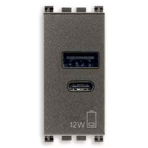 Vimar - 19292.AC.M - A+C-USB supply unit 12W2,4A5V 1M Metal