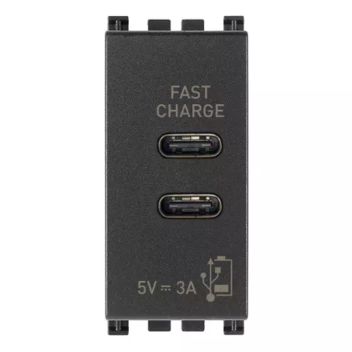 Vimar - 19292.CC - Alimentatore USB C+C 5V 3A 1M grigio