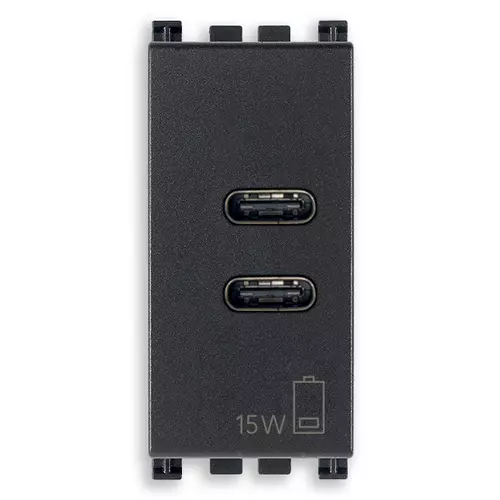 Vimar - 19292.CC - Alimentation USB C+C 15W 3A 5V 1M gris